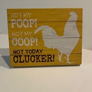 Not My Poop Not My Coop Rooster Farm Wood Block Home Decor Sign Preowned